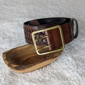 LOFT Bonded Leather Brown Woven Belt